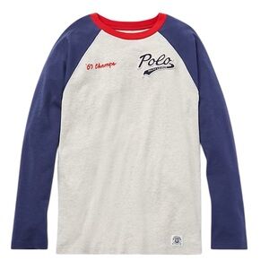 Polo by Ralph Lauren Cotton Jersey Baseball Shirt, BIG BOYS Size X-LARGE (18-20)